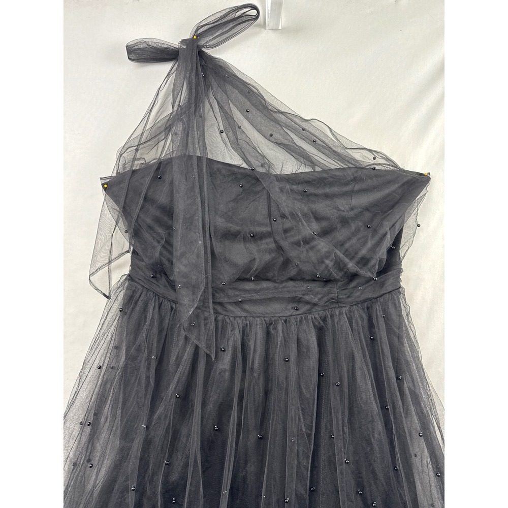 Arula Tulle Dress Women C Black One Shoulder Pearl Embellished Smocked PLD46506 - Picture 2 of 11